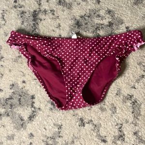 AEO Ruffle Maroon Polka Dot Bikini Bottom Cheeky